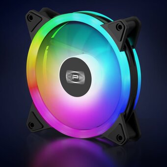  Кулер PcCooler F3 T120 ARGB BK (120x120x25mm, 4-pin PWM, 46CFM, 21.6dBA, 1800RPM, Black) 