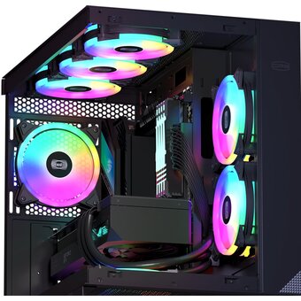  Кулер PcCooler F3 T120 ARGB BK (120x120x25mm, 4-pin PWM, 46CFM, 21.6dBA, 1800RPM, Black) 