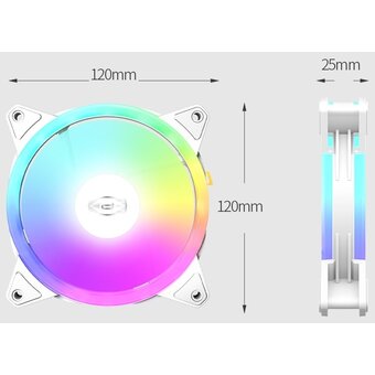  Кулер PcCooler F3 T120 ARGB WH (120x120x25mm, 4-pin PWM, 46CFM, 21.6dBA, 1800RPM, White) 