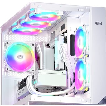  Кулер PcCooler F3 T120 ARGB WH (120x120x25mm, 4-pin PWM, 46CFM, 21.6dBA, 1800RPM, White) 