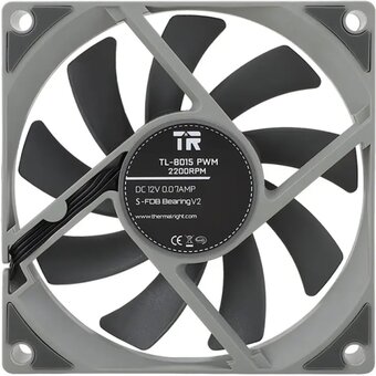 Вентилятор Thermalright TL-8015 (80x80x15mm, 4-pin PWM, 28.4CFM, 23.3dBA, 2200RPM, Grey) 