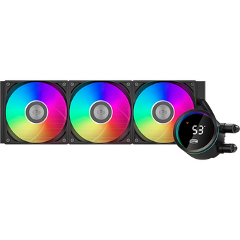  СВО PcCooler DA360 Pro ARGB Digital BK (300W, 360mm, LED temp., Black, Fans 3x120mm, 75.8CFM, 33.7dBA, 2200RPM) 