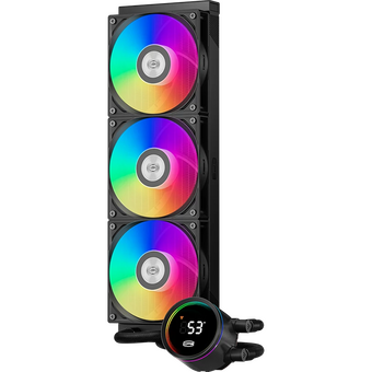  СВО PcCooler DA360 Pro ARGB Digital BK (300W, 360mm, LED temp., Black, Fans 3x120mm, 75.8CFM, 33.7dBA, 2200RPM) 