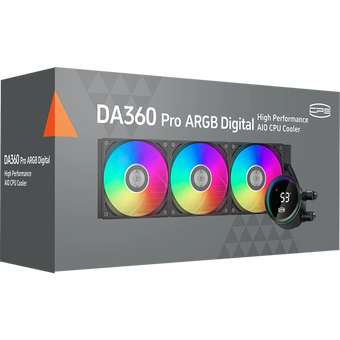  СВО PcCooler DA360 Pro ARGB Digital BK (300W, 360mm, LED temp., Black, Fans 3x120mm, 75.8CFM, 33.7dBA, 2200RPM) 