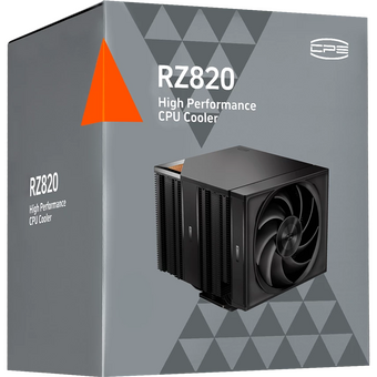  Кулер PcCooler RZ820 BK (289W, 4-pin PWM, 165mm, Al/Cu, 4x8mm+4x6mm, 1x140mm+1x150mm, 71.9CFM/86.7CFM, 27.1dBA/32dBA, 1500RPM/2200RPM) 