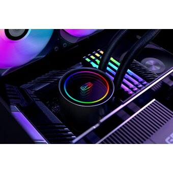  СВО PcCooler DA240 ARGB BK (270W, 240mm, Black, Fans 2x120mm, 73.6CFM, -dBA, 1800RPM/ Pump height 55mm, 3000RPM) 
