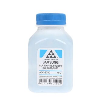  Тонер AQC AQC-235C бутыль 45 г, голубой, совместимый для Samsung CLP-300/315/320/325/360/415/500/510/600/610/660, CLX-3300/3305 
