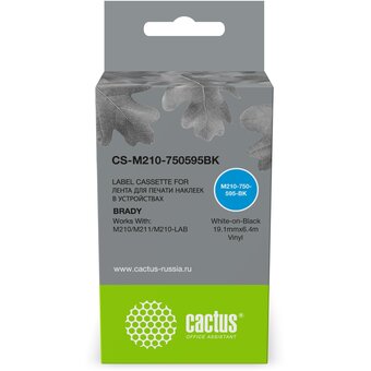  Картридж ленточный Cactus CS-M210-750595BK M210-750-595-BK белый на черном 19.1x6.4 для Brady M210/M211/M210-LAB 
