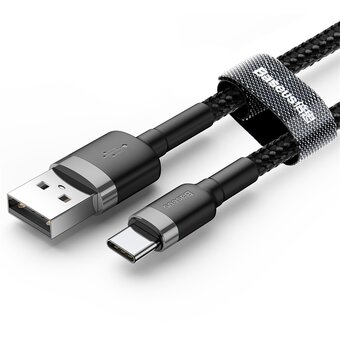  Кабель Baseus Cafule (CATKLF-UG1) USB For Type-C 2A 3m Gray+Black 