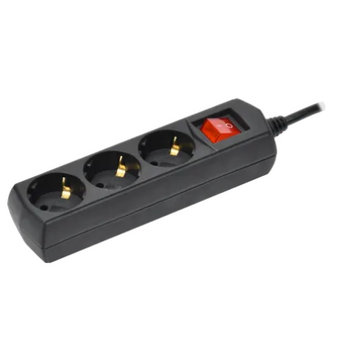  Сетевой удлинитель IEK WYP10-10-03-05-ZK-K02-G У03В 5м (3 розетки) черный (пакет ПЭ) 