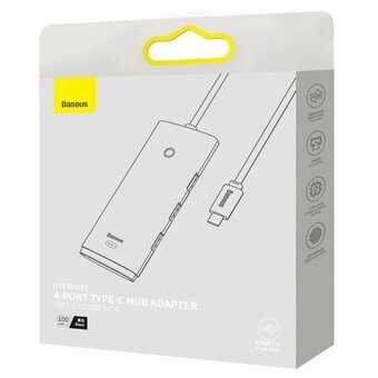 Адаптер/переходник Baseus Lite (WKQX030401) 4-Port Type-C HUB Adapter (Type-C to USB 3.0*4 ) 1m Black 