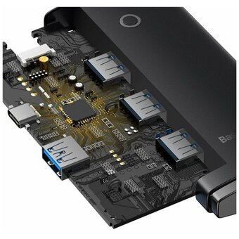  Адаптер/переходник Baseus Lite (WKQX030401) 4-Port Type-C HUB Adapter (Type-C to USB 3.0*4 ) 1m Black 