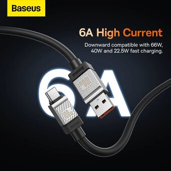  Дата-кабель Baseus CoolPlay (CAKW000601) Fast Charging USB to Type-C 100W 1m Black 