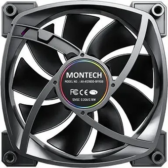  Вентилятор Montech AX120 ARGB (AX120 PWM Black 3 in 1) 120х120x25 черный 4-pin (упак. 3шт) Ret 