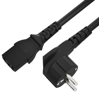  Кабель питания Greenconnect GCR-54368 Евровилка угловая - С13 3*0,5mm 1.5m черный 