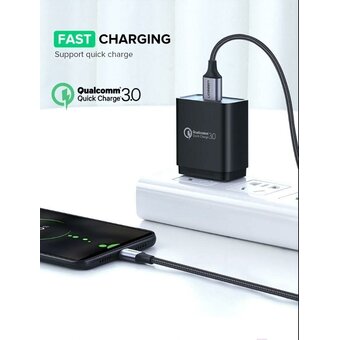  Кабель UGREEN US290 60148 USB 2.0 A to Micro USB Cable Nickel Plating Alu Braid 2m Grey/Black 