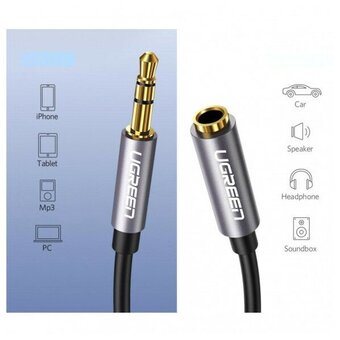  Кабель UGREEN AV118 10594 3.5mm Male to 3.5mm Female Extension Cable 2m Black 