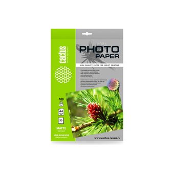  Фотобумага Cactus CS-MSA410050 A4/100г/м2/50л./белый матовое самоклей. для струйной печати 
