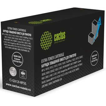  Картридж лазерный Cactus CS-Q2612X-MPSXL Q2612A/Canon FX10/703 черный (8000стр) для HP LJ 1010/1012/1015/1018/1020/1020Plus/1022/3015/3020/3030/3050 