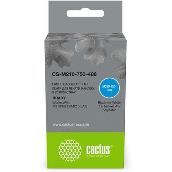  Картридж ленточный Cactus CS-M210-750-488 M210-750-488 черный на белом 19.1x6.4 для Brady M210/M211/M210-LAB 