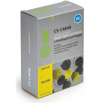  Картридж струйный Cactus CS-C4848 №80 желтый 400мл для HP DJ 1050C/1055CM/1000 