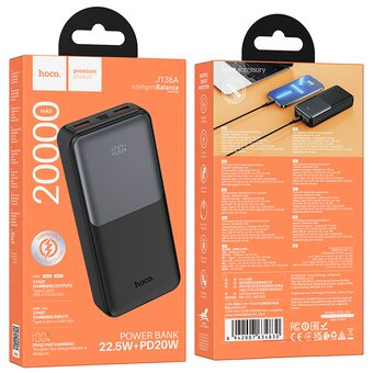  Аккумулятор внешний резервный HOCO J136A Sirui 22.5W+PD20W fully compatible power bank 20000mAh черный 