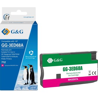  Картридж струйный G&G GG-3ED68A 712 пурпурный (29мл) для HP DesignJet T650/T630/T250/T230/T210/Studio Plotter Printers 