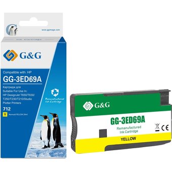  Картридж струйный G&G GG-3ED69A 712 желтый (29мл) для HP DesignJet T650/T630/T250/T230/T210/Studio Plotter Printers 