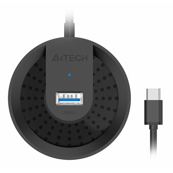  USB-хаб A4Tech HUB-30C 4xUSB 3.0, 1 (для питания)xUSB-C, черный 