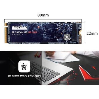  SSD KINGSPEC NE-4TB 4ТБ, M.2 2280, PCIe 3.0 x4, NVMe, M.2 