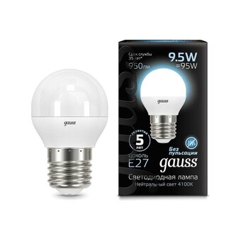  Лампа GAUSS E27 105102210 LED шар 9.5Вт одна шт. 