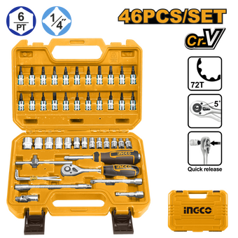  Набор головок Ingco HKTS14462, 4-14мм 46шт 
