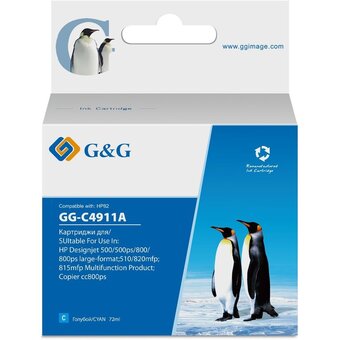  Картридж струйный G&G GG-C4911A № 82 голубой (72мл) для HP DJ 500/800C 