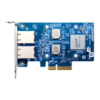  Сетевая карта QNAP QXG-10G2T Dual-port BASET 10GbE network expansion card; low-profile form factor; PCIe Gen3 x4 