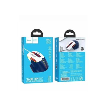  Мышь HOCO GM31 Overlord luminous gaming wired mouse бело-голубой 