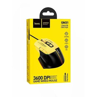  Мышь HOCO GM31 Overlord luminous gaming wired mouse черно-желтый 