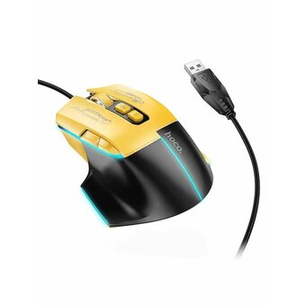  Мышь HOCO GM31 Overlord luminous gaming wired mouse черно-желтый 
