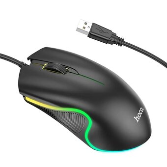  Мышь HOCO GM19 Enjoy gaming luminous wired mouse black 