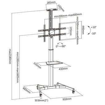  Мобильная стойка Digis DSM-P164C (34"-70" 50кг 200x200, 400x200, 300x300, 400x400, 600x400) 
