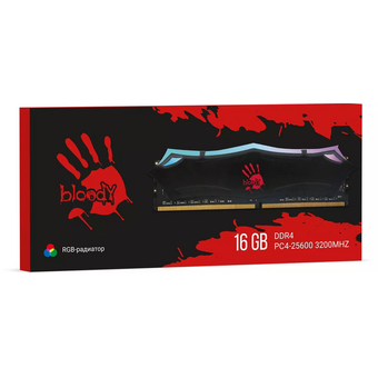  ОЗУ Bloody BDM016A3200RD RGB DDR4 16GB 3200MHz RTL Gaming PC4-25600 CL22 DIMM 288-pin 1.35В dual rank с радиатором Ret 
