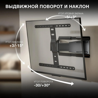 Кронштейн Hyundai SL-F1 (HMS90FD350BK16) черный 43"-90" макс.50кг настенный поворотно-выдвижной и наклонный 