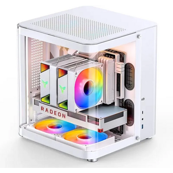  Корпус JONSBO TK-1 2.0 White без БП, боковая панель из закаленного стекла (панорама), mini-ITX, micro-ATX, белый 