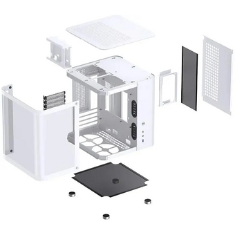  Корпус JONSBO TK-1 2.0 White без БП, боковая панель из закаленного стекла (панорама), mini-ITX, micro-ATX, белый 