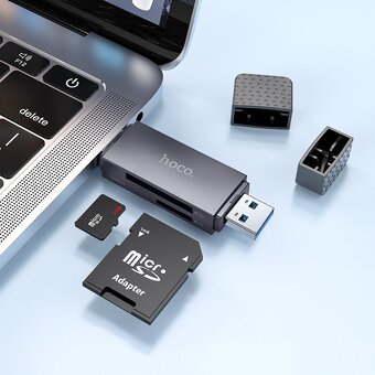  Кардридер HOCO HB45 Spirit 2-in-1 USB/Type-C 2.0 card reader metal gray 