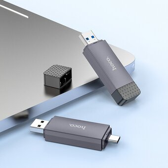  Кардридер HOCO HB45 Spirit 2-in-1 USB/Type-C 2.0 card reader metal gray 