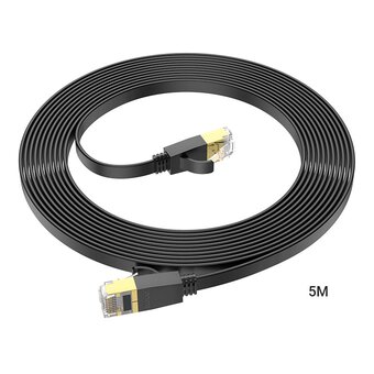  Кабель сетевой HOCO US07 General pure copper flat network cable L-5M black 