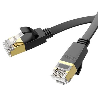  Кабель сетевой HOCO US07 General pure copper flat network cable L-1M black 