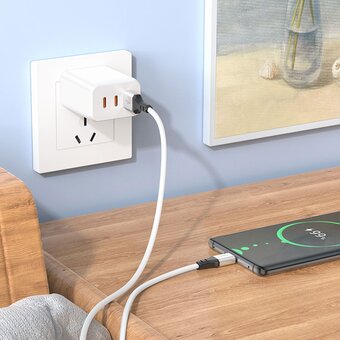  Дата-кабель HOCO X86 Spear silicone charging data cable for Type-C (белый) 
