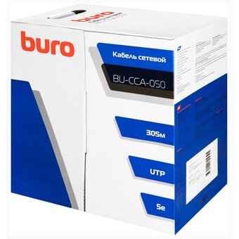  Кабель сетевой Buro BU-CCA-050 UTP 4 пары cat5E solid 0.50мм CCA 305м серый 