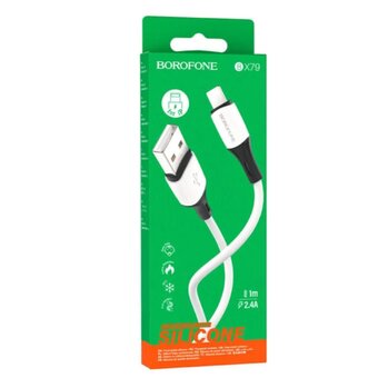  Дата-кабель BOROFONE BX79 silicone charging data cable Lightning 1м (белый) 